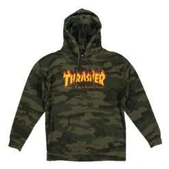 Thrasher Flame Hoodie Forest Camo