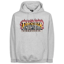 Thrasher Krak Skulls Hoodie Heather Grey