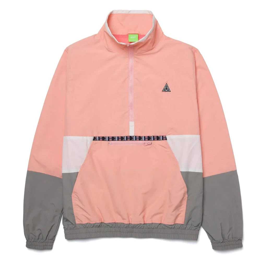 HUF Teton 1/44 Zip Anorak Jacket Coral Pink 1 HUF Teton 1/44 Zip Anorak Jacket Coral Pink