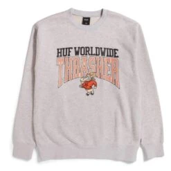 HUF X Thrasher Candlestick Crewneck Athletic Heather