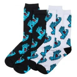 Santa Cruz Screaming Multi Hand Socks (2Pack) White/Black