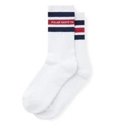 Polar Skate Co. Fat Stripe Socks White / Navy / Red