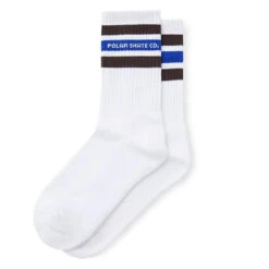Polar Skate Co. Fat Stripe Socks White / Brown / Blue