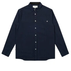 Wemoto Frahm Seersucker Hemd Black-Navy Blue