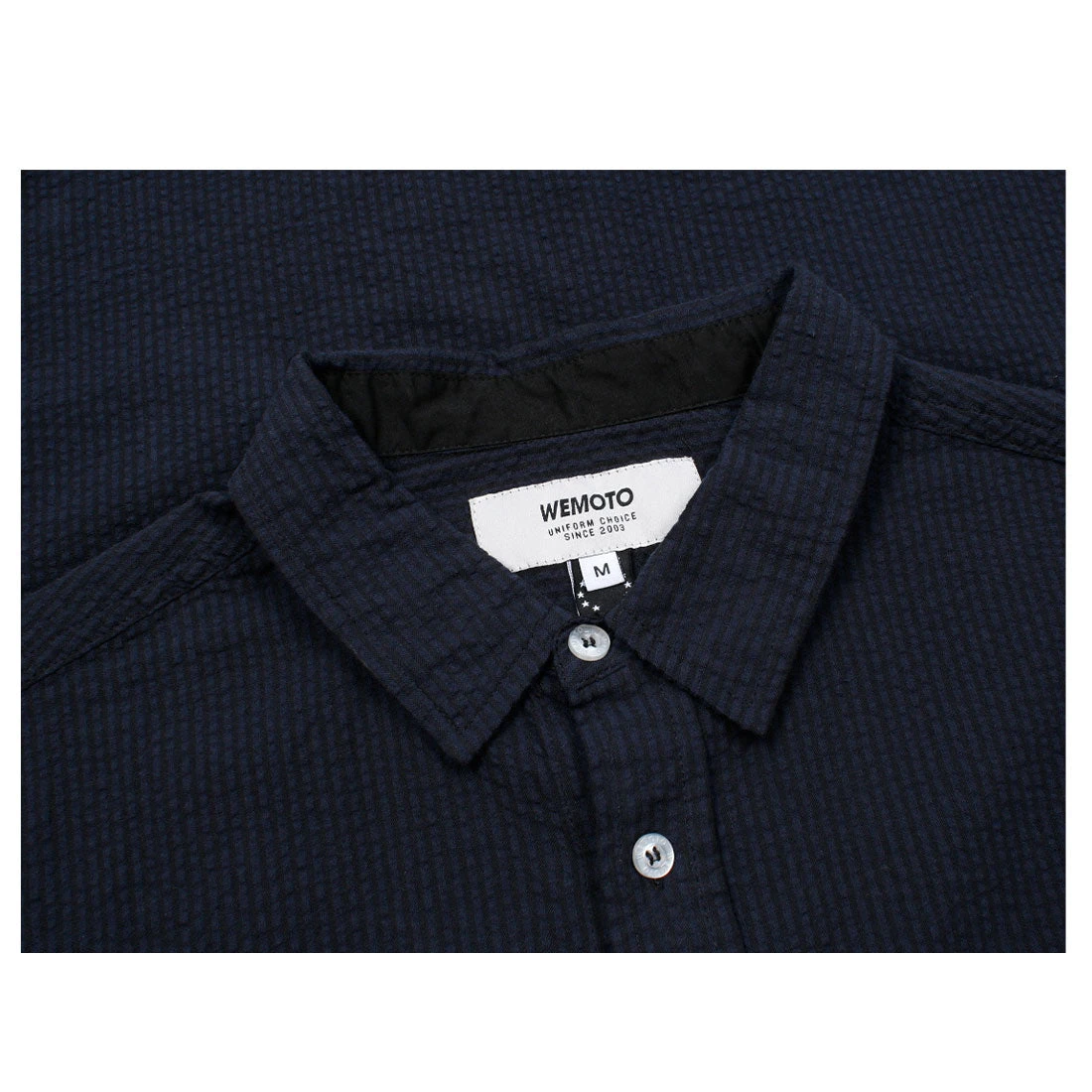 Wemoto Frahm Seersucker Hemd Black-Navy Blue 2 Wemoto Frahm Seersucker Hemd Black-Navy Blue – Bild 2