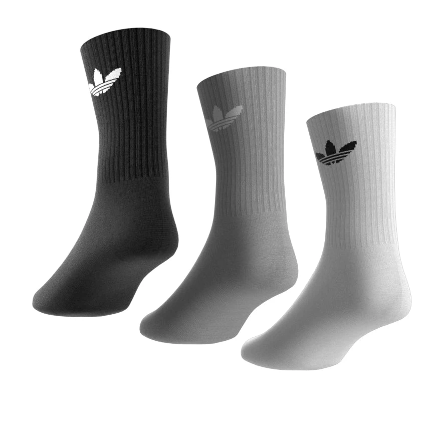 Adidas Cushioned Trefoil Mid-Cut Crew Socken 3er Paar Black/White/Grey Gr. M 2 Adidas Cushioned Trefoil Mid-Cut Crew Socken 3er Paar Black/White/Grey Gr. M – Bild 2