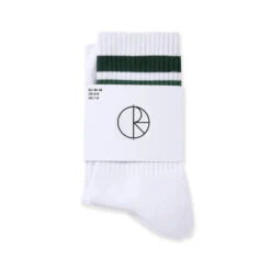 Polar Skate Co. Fat Stripe Socks White / Green -StreetStyle Aktionshaus polar skate co sp24 rib socks fat stripe grn 2