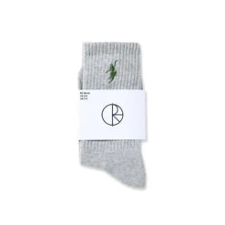 Polar Skate Co. No Comply Sport Socks Heather Grey / Green -StreetStyle Aktionshaus polar skate co sp24 rib socks no comply gry 2