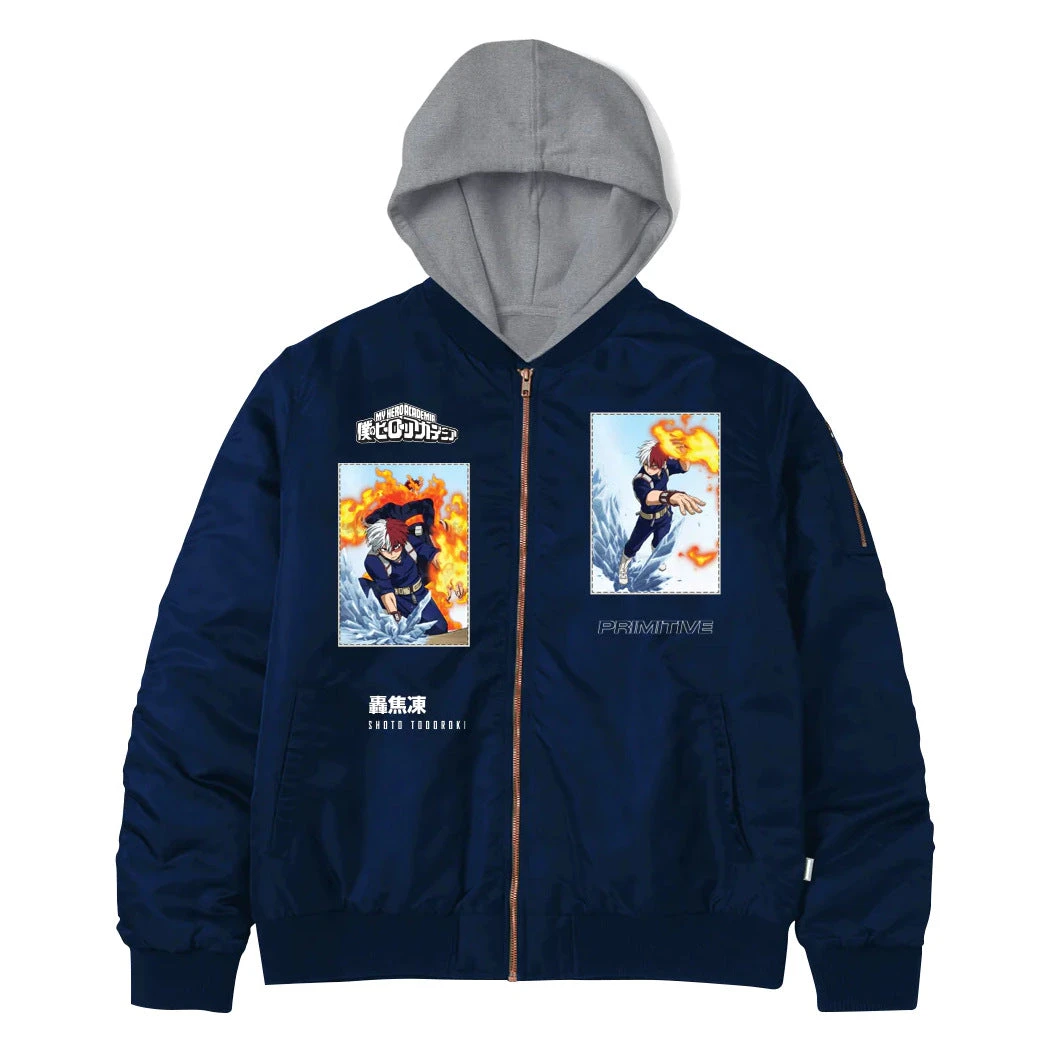 Primitive Shoto Todoroki My Hero Academia Bomber Jacket Navy 1 Primitive Shoto Todoroki My Hero Academia Bomber Jacket Navy