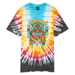 Santa Cruz Dressen Rose Crew Three Front T-Shirt Black Rainbow